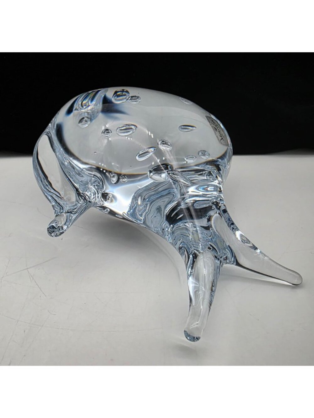 Signed Marcolin Sweden Art Glass Paperweight Fish Figure Bubbles 4.75" Tall - Picture 9 of 12